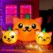 GOOSH 5FT Halloween Inflatable Long Three Pumpkin Cat Head Combo with Built-in LEDs